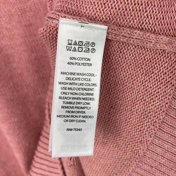 Tahari Pink V-neck Long Sleeve Knit Sweater Cotton Blend Women's Sz XL - Picture 6 of 6